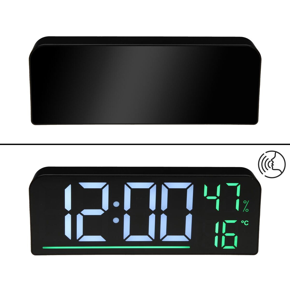 Digitaalinen herätyskello led, suuri näyttö, lämpötila & kosteus, 3 väriä