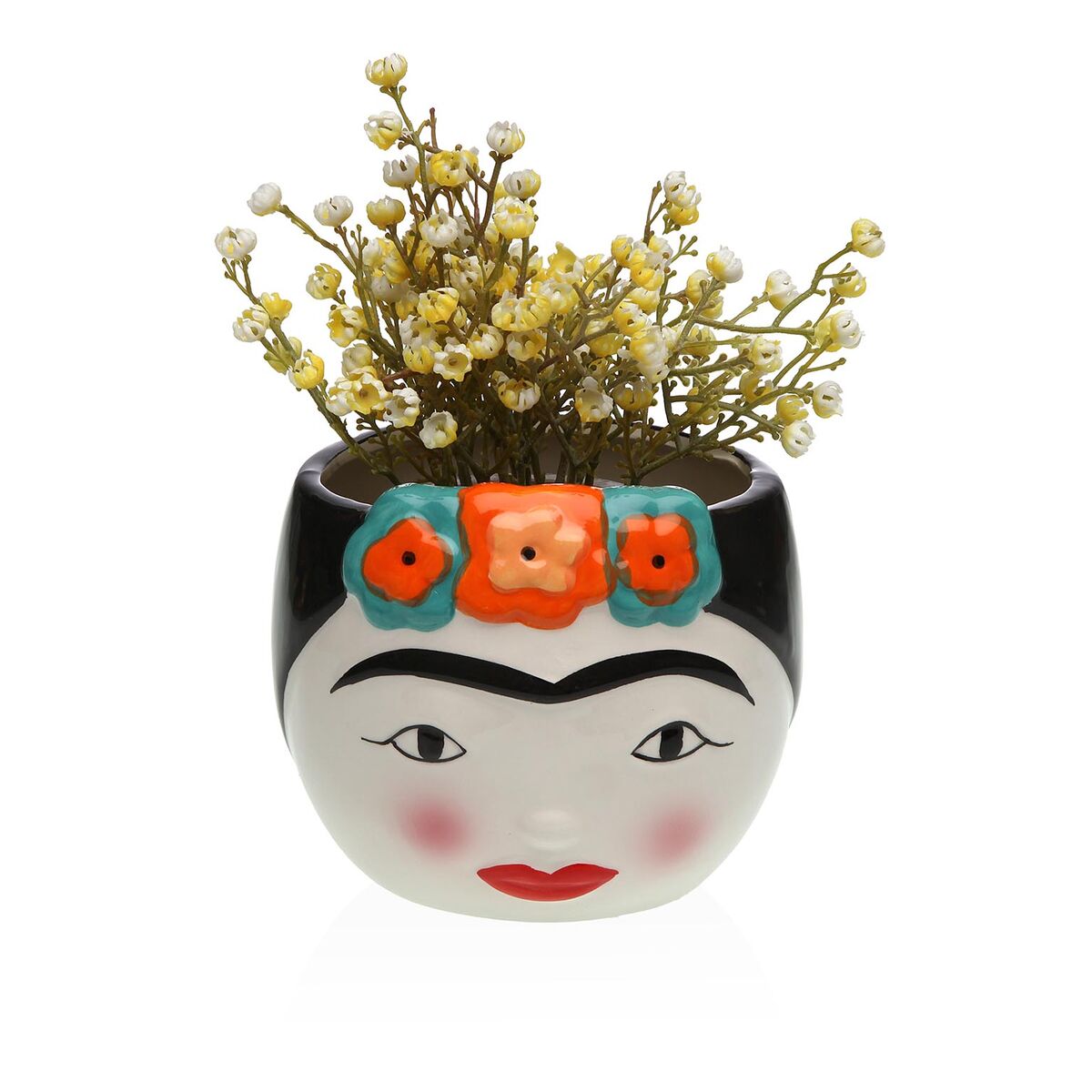 Keramiikkamaljakko Frida Kahlo 14 x 12 x 14 cm, skandinaavinen punainen
