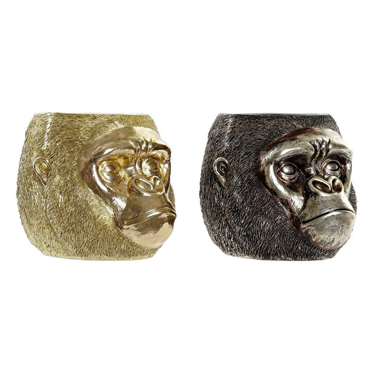 Gorilla koristehahmo siirtomaatyylinen 20 x 24,5 x 18,5 cm, kulta & hopea, 2 kpl