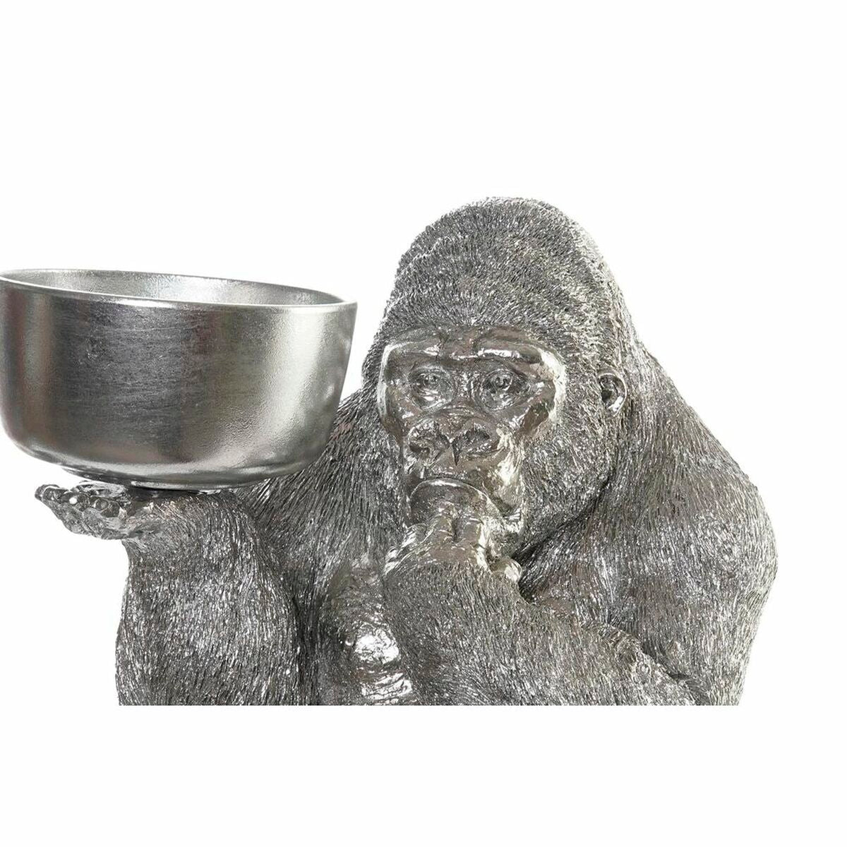 Gorilla koristehahmo hopeanvärinen hartsi, kulho, 32 x 26,5 x 36 cm (2 kpl)