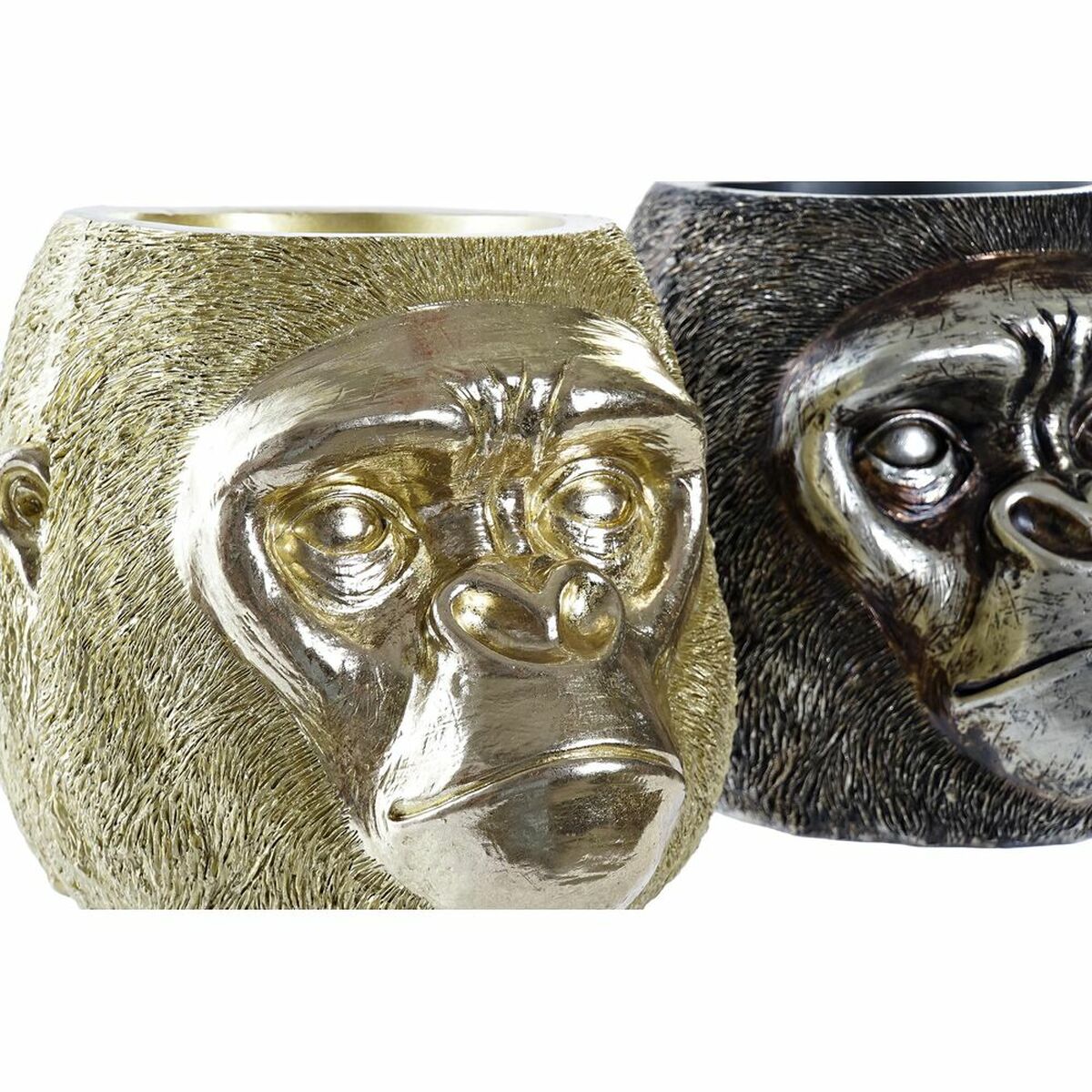 Gorilla koristehahmo siirtomaatyylinen 20 x 24,5 x 18,5 cm, kulta & hopea, 2 kpl