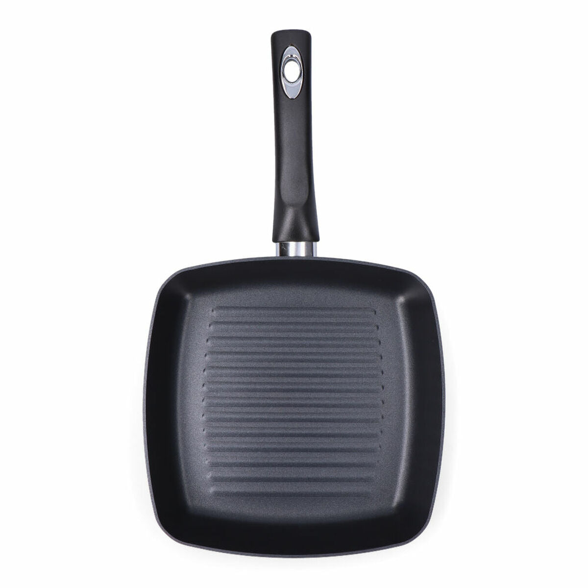 Grillipannu non-stick 24 x 24 x 4,2 cm, alumiini, musta - kaasuliedelle