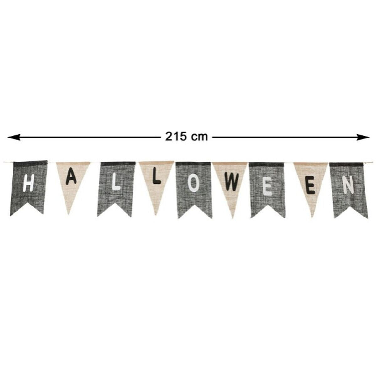 Halloween-viirinauha 215 cm, kangasviiri musta & beige, juhlakoriste sisustus