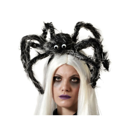 Hämähäkkipanta Halloween - musta karvainen hämähäkki päähine naamiaisiin