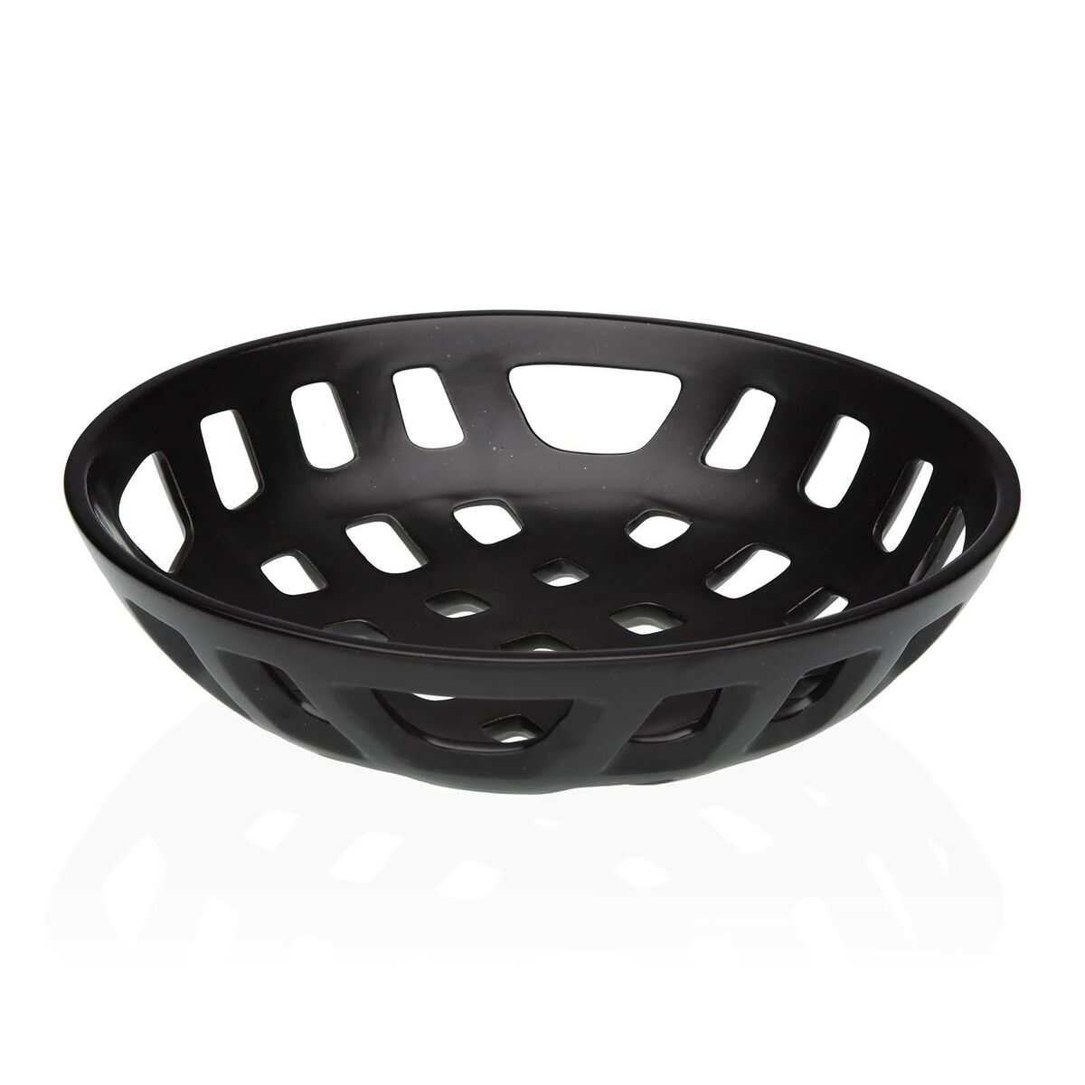Hedelmäkulho 28 cm musta, reikäinen posliini ja keramiikka - keittiöön