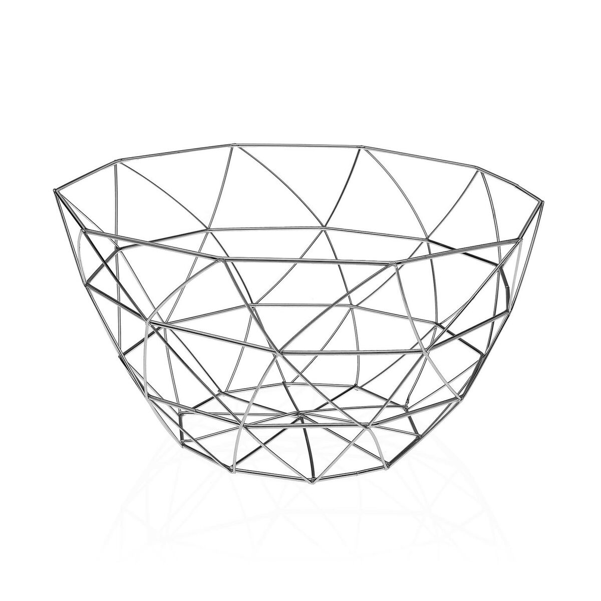 Hedelmäkulho teräs, harmaa, geometrinen avoin korimalli 25 x 13,5 x 25 cm