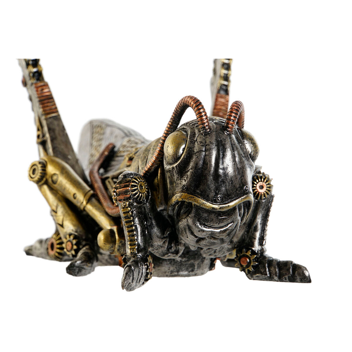 Koristehahmo heinäsirkka, steampunk-henkinen harmaa monivärinen 24 x 13 x 13 cm