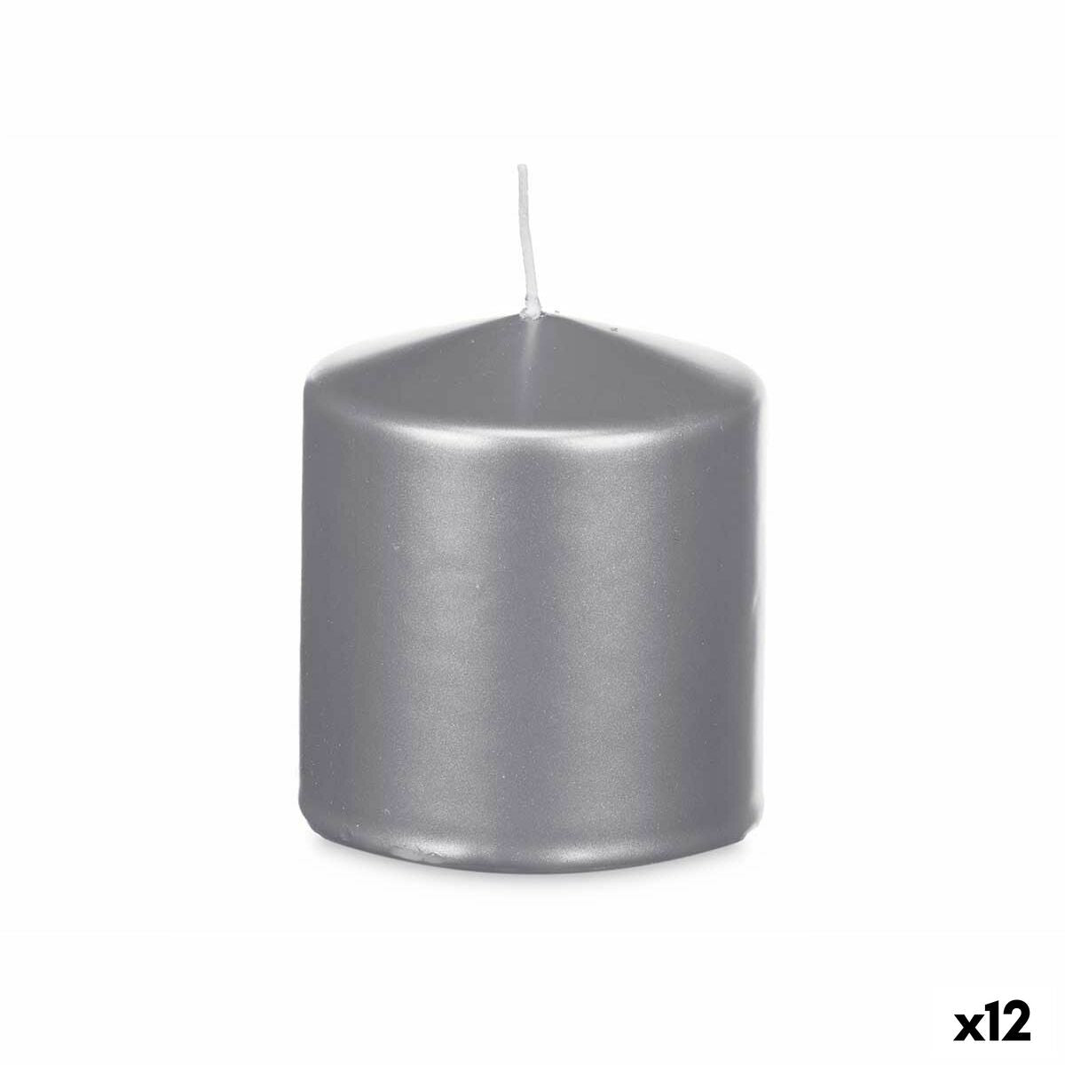 Hopeiset kynttilät, pilarikynttilä 9 x 10 x 9 cm, 41 h paloaika, juhliin 12 kpl