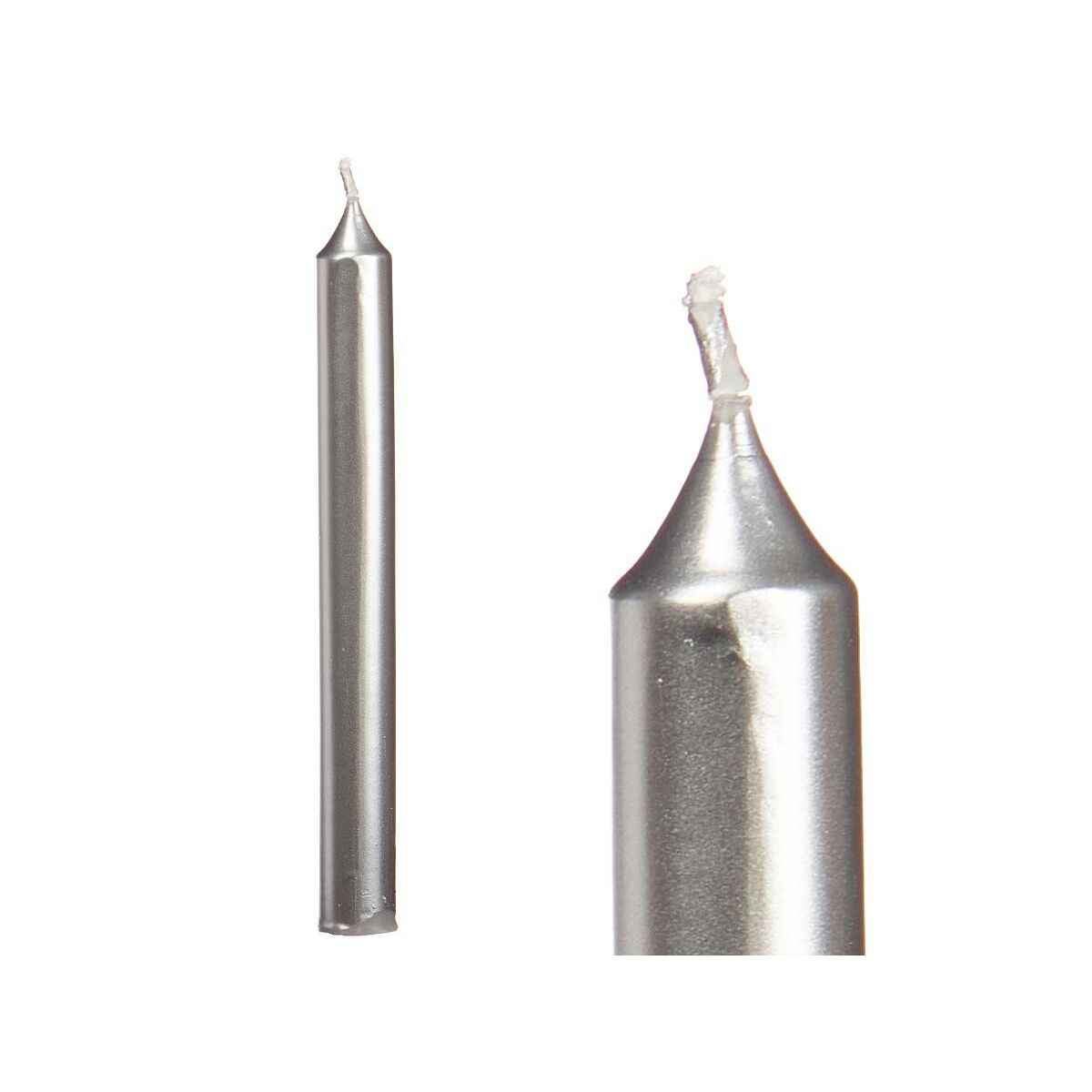 Hopeiset sauvakynttilät 20 cm 12 kpl - 2 cm halkaisija, paloaika 8 h