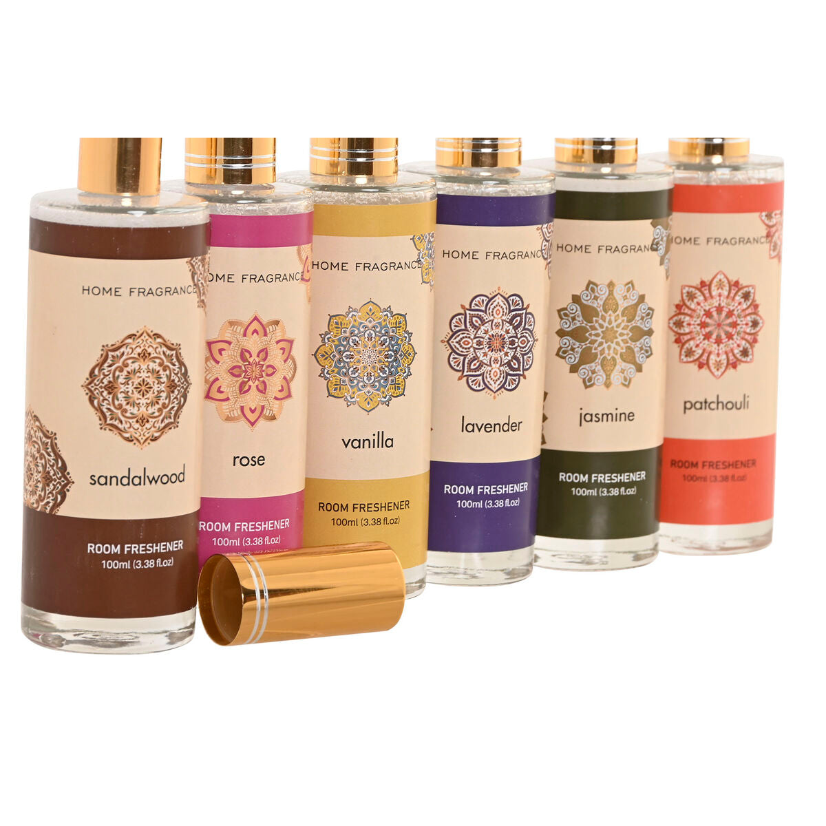 Huonetuoksu 100 ml, 6 kpl monituoksu pakkaus - rose, vanilla, lavender, jasmine