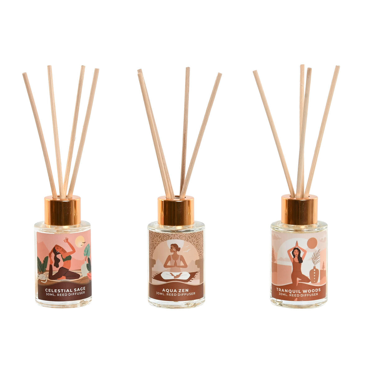 Huonetuoksu 30 ml, 3 kpl - tuoksutikku kotiin, Urban-muotoilu valk/beige/roosa