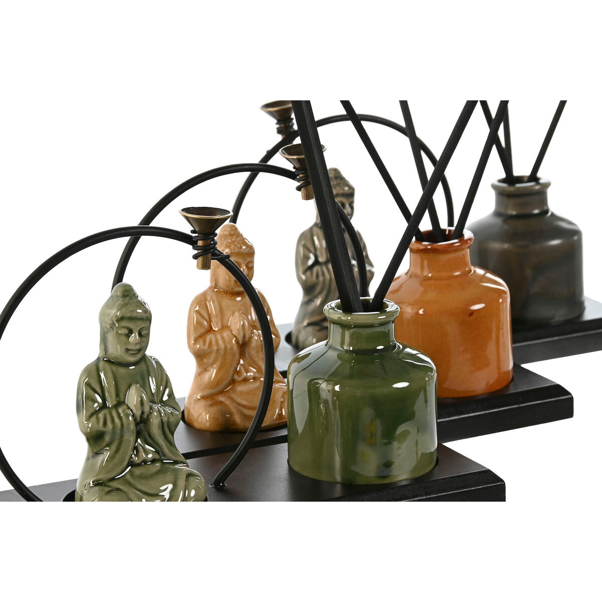 Ilmanraikastin itämainen 3-osainen, tuoksutikku asetelma keramiikka & metalli