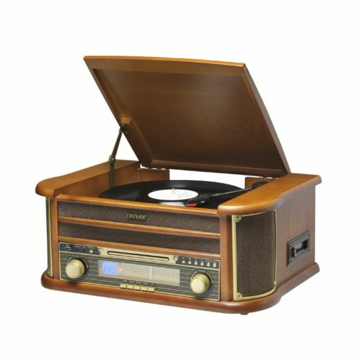 Vinyylilevysoitin (LP) retro radio USB, CD & AM/FM, kotikäyttöön – vinyylilevysoitin retro levysoitin – kuva 1