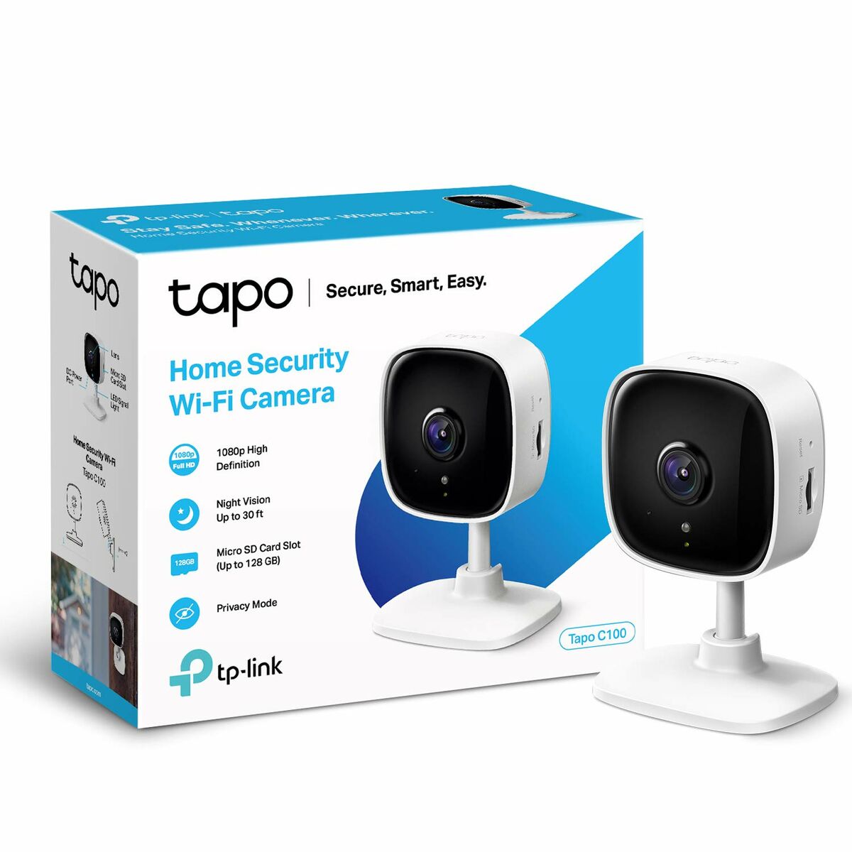 IP-kamera 1080p Wi‑Fi, sisäkäyttö, yökuva & liikkeentunnistus, 2‑suuntainen ääni