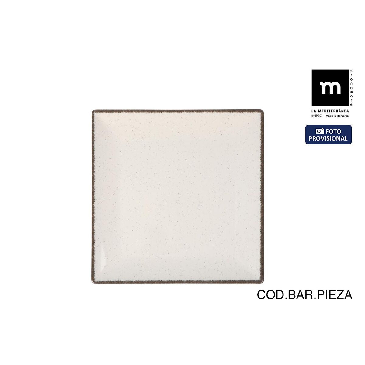 Jälkiruokalautanen 18 x 18 cm neliö, kermanvalkoinen ruskea reuna, 12 kpl