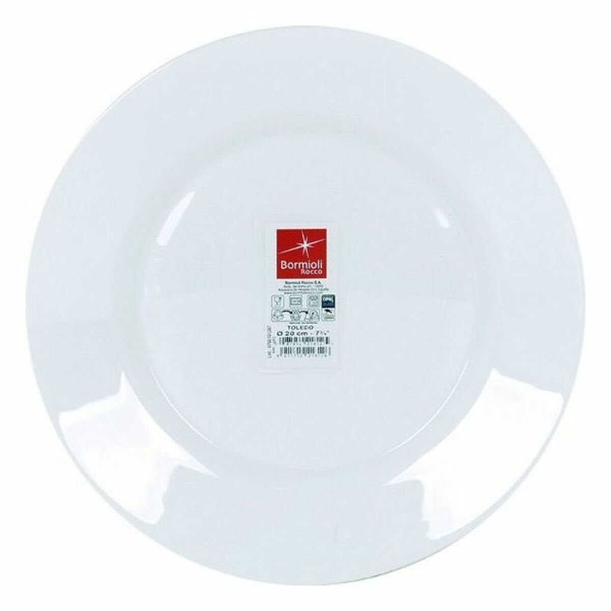Jälkiruokalautanen 20 cm lasinen, valkoinen, 36 kpl - Toledo (Bormioli)