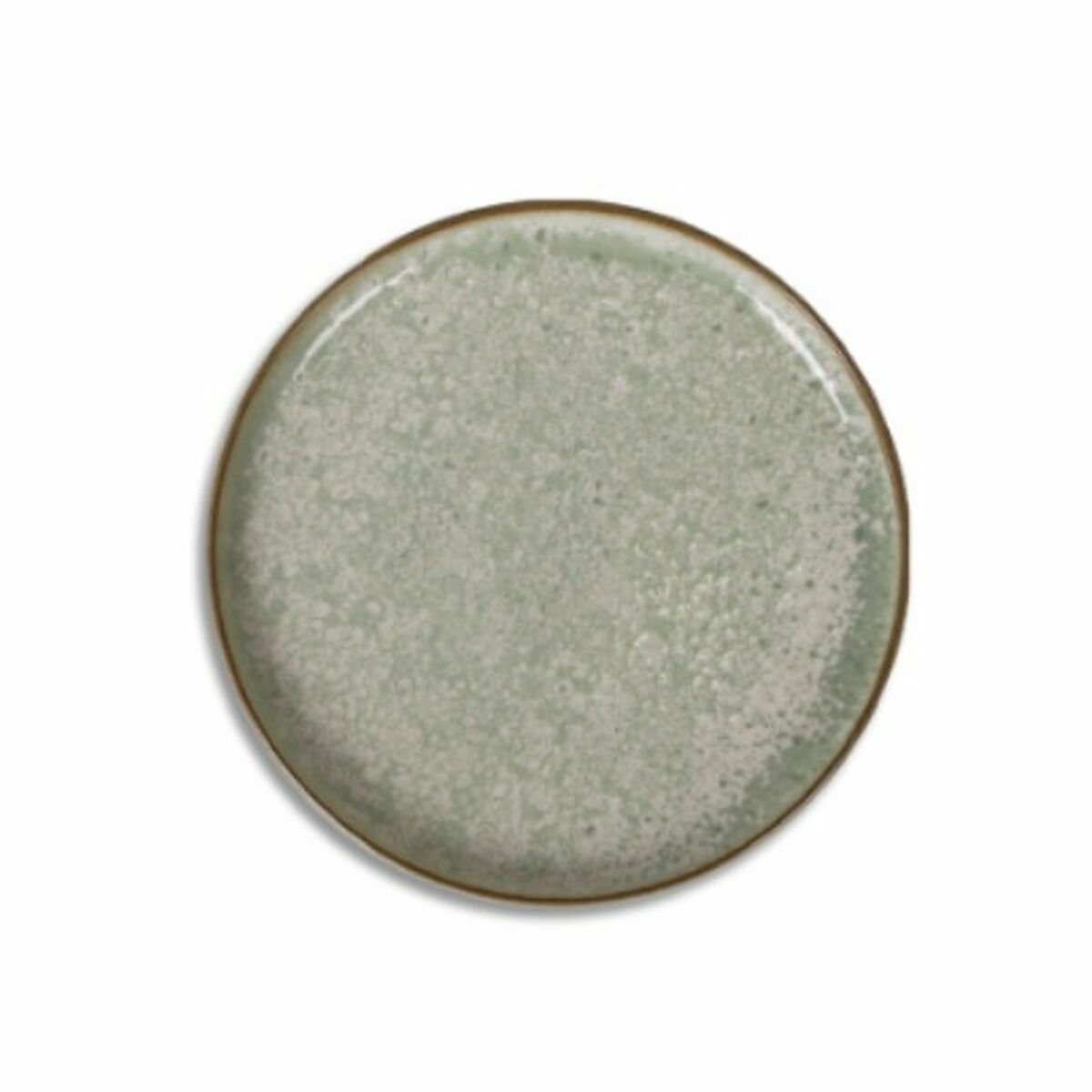 Jälkiruokalautaset 12 osaa, keraamiset vihreäharmaat lautaset, ruskea reuna