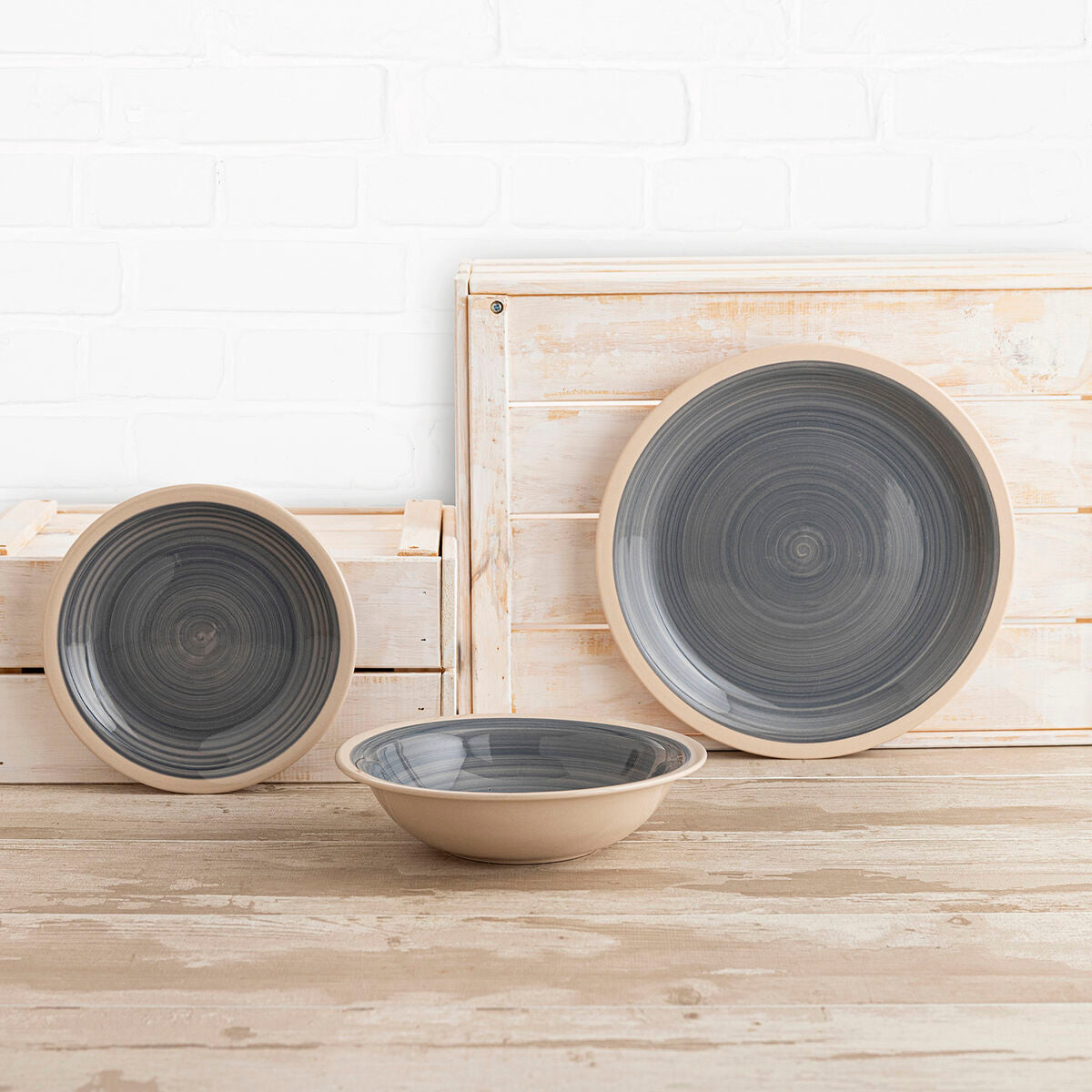 Jälkiruokalautanen 19 cm keramiikka, beige, 12 kpl, pinottava - kotiin