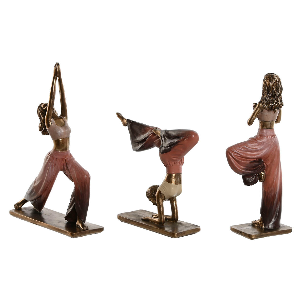 Joogapatsas 3 kpl, pinkki & kullattu resiini scandi-sisustus setti 19×6×26 cm