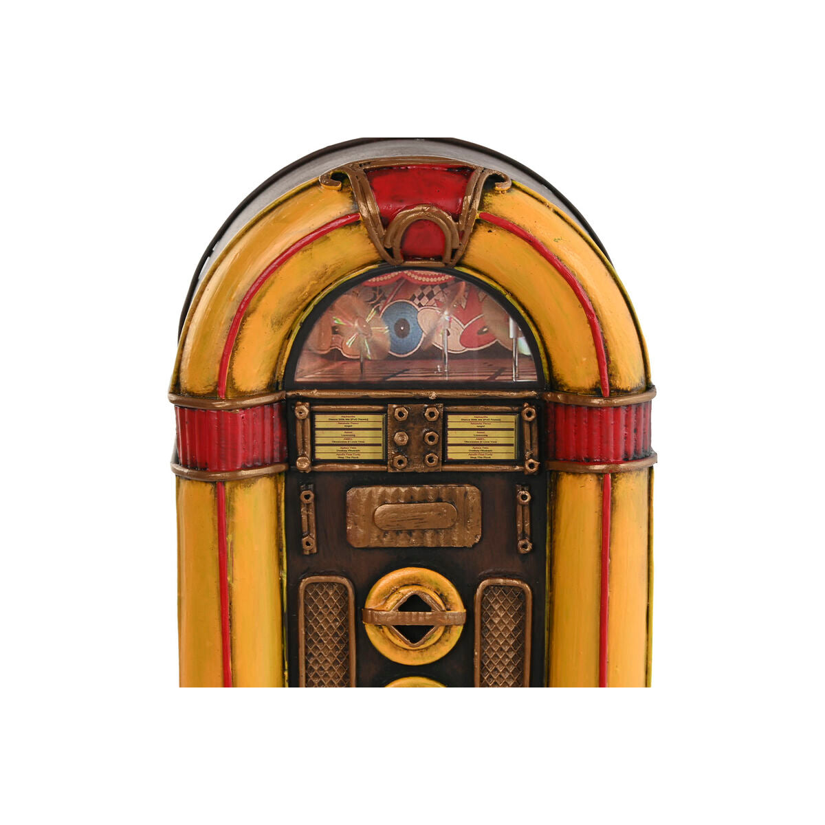 Koristehahmo vintage metallia jukebox 15 x 8 x 24 cm, pöytä, keltainen ruskea