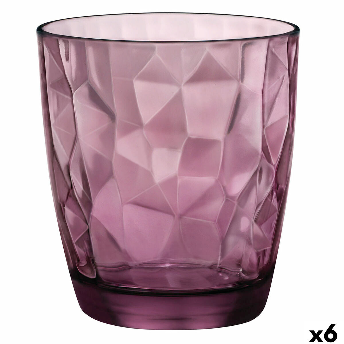 Juomalasi 300 ml, purppura diamond-kuvio, lasiset 6 kpl - Bormioli Rocco