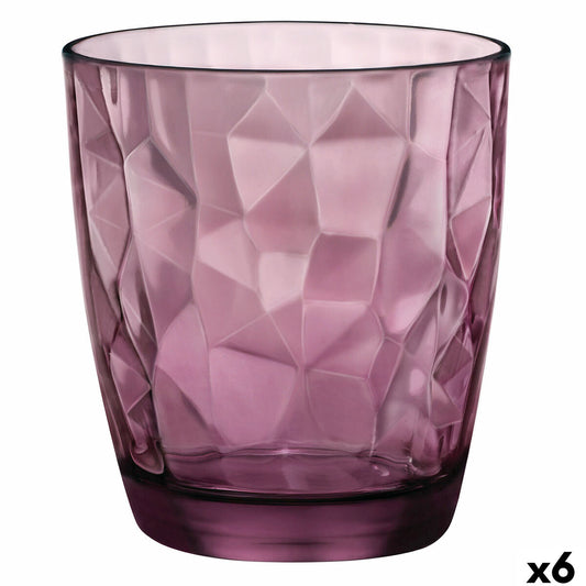 Juomalasi 300 ml, purppura diamond-kuvio, lasiset 6 kpl - Bormioli Rocco