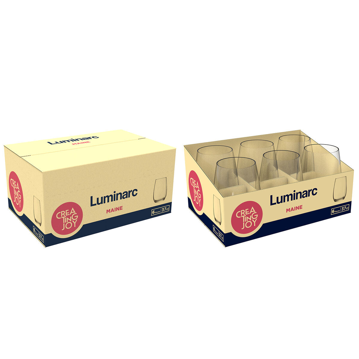 Juomalasi 370 ml, 6 kpl läpinäkyvä - tiskikoneeseen & jääkaappiin sopiva
