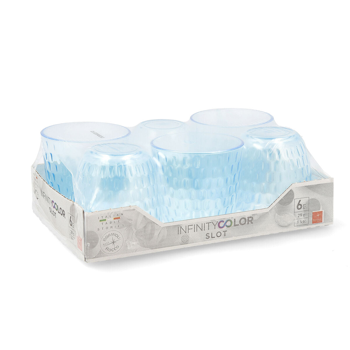 Juomalasit 290 ml, relief-lasipinta, siniset, 6 kpl - lasisetti ruokailuun