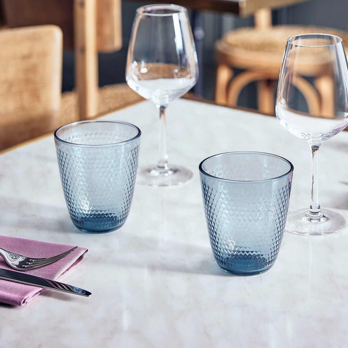 Juomalasit 310 ml 6 kpl, astianpesukoneeseen sopivat, kuvioitu malli arkeen