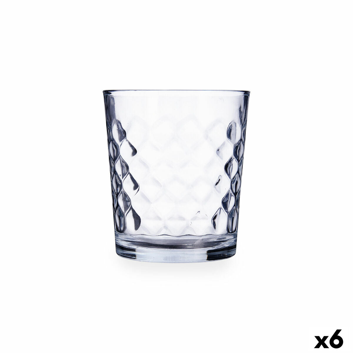 Juomalasi 360 ml, 6 kpl - läpinäkyvä timanttikuvio, konepestävä