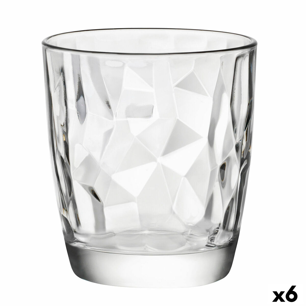 Juomalasit 390 ml, 6 kpl, timanttikuvioitu Diamond-lasi arkeen, Bormioli Rocco