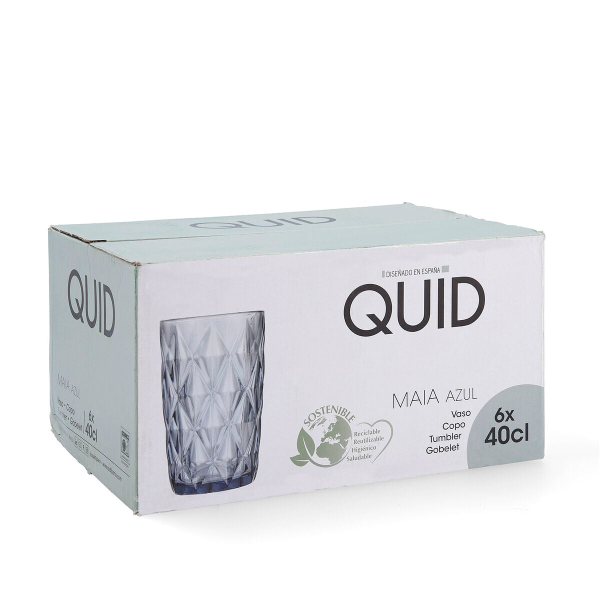Juomalasit 400 ml, sininen, 6 kpl - kuviolliset lasit arkeen & juhlaan