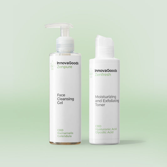 Kasvopuhdistussetti CBD, puhdistusgeeli 200 ml & kosteuttava kasvovesi 150 ml