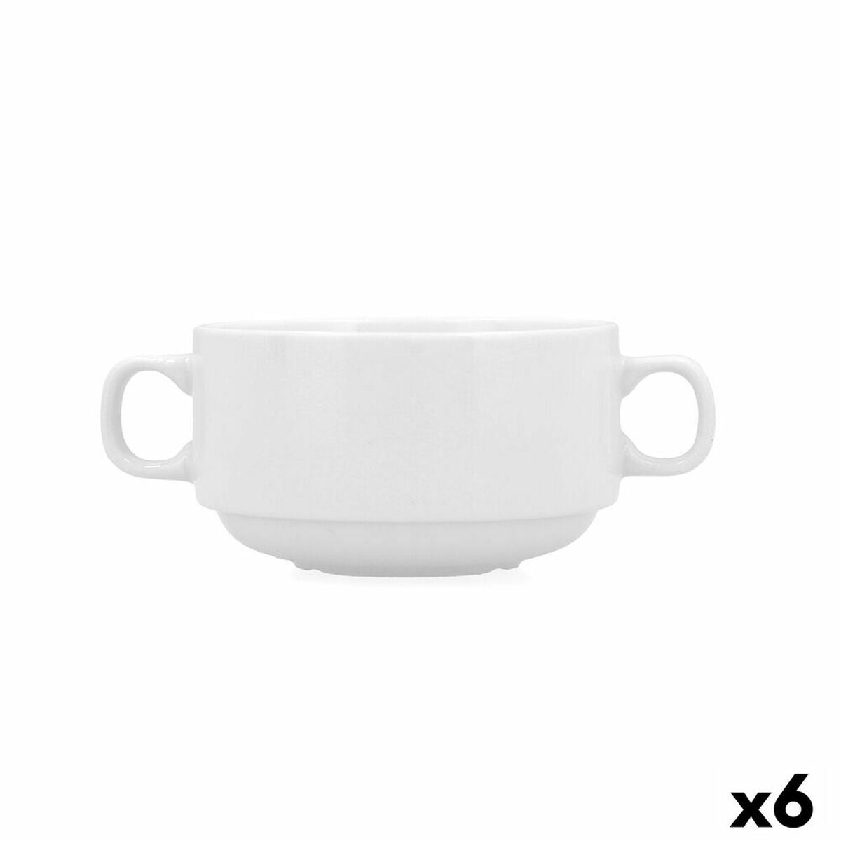 Keittokulho 300 ml, 6 kpl pinottava kahvallinen keramiikka-setti, valkoinen