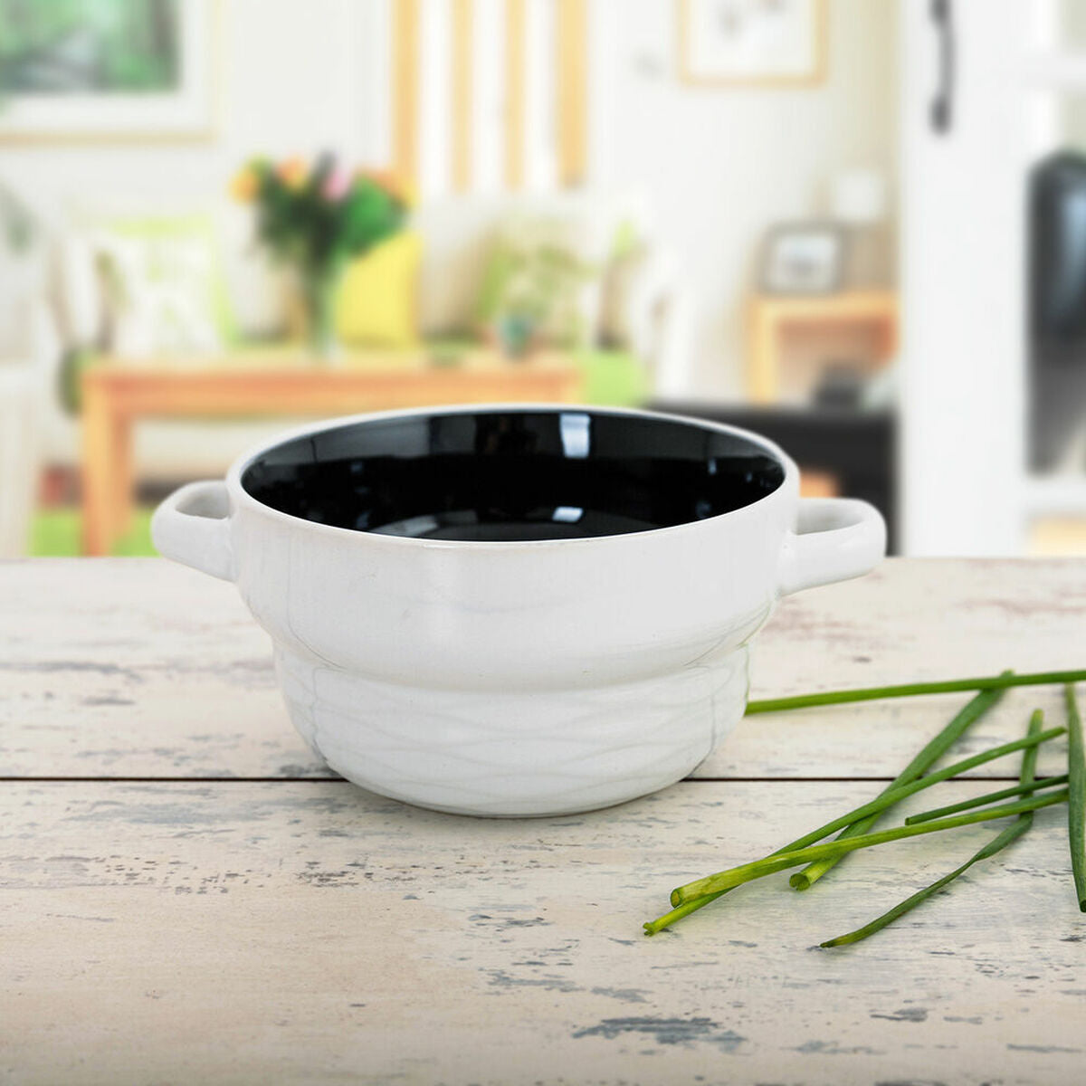 Keittokulho 500 ml 6 kpl, kaksivärinen keramiikka, pinottava, kotikeittiöön