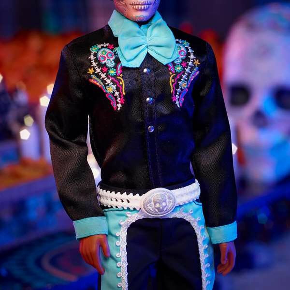 Ken nukke Kuolleiden päivä, Day of the Dead -asu, musta figuuri, lapsille
