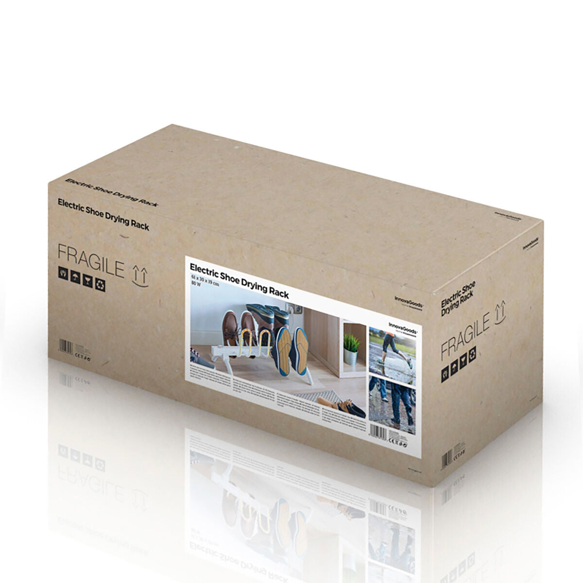 Kenkien kuivausteline sähköinen 4 paria 80 W, vesitiivis IPX2, 71 x 21,5 x 21,5 cm