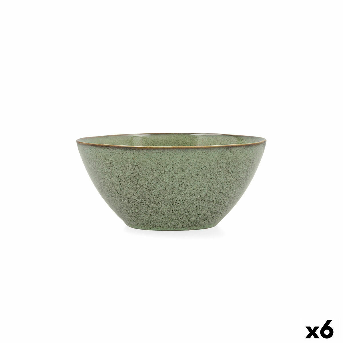 Keraaminen kulho 15,8 x 15 x 7 cm, vihreä reliefi, tiskikoneen kestävä, 6 kpl