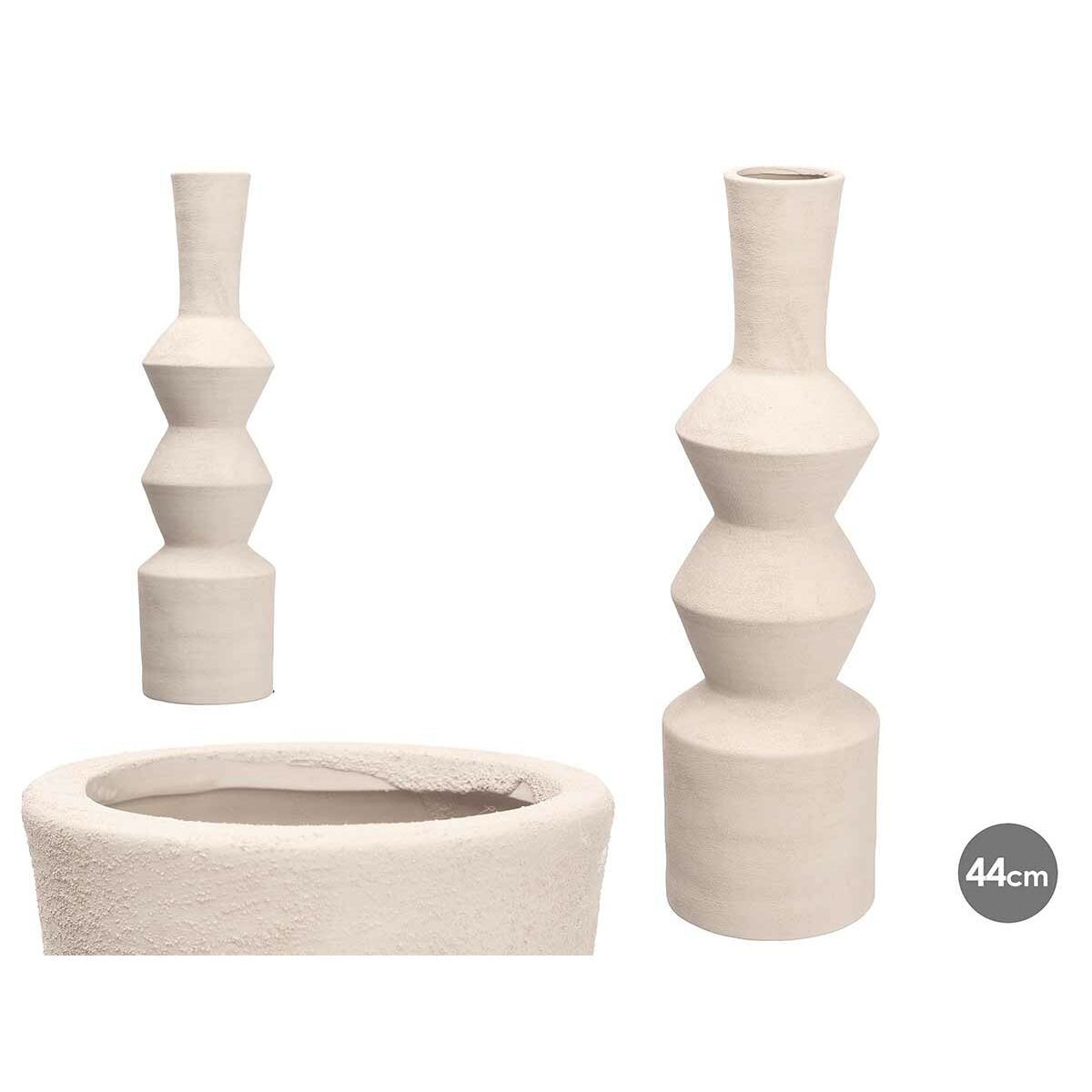 Keramiikkamaljakko 60 cm, geometrinen valkoinen maljakko korkea sisustukseen