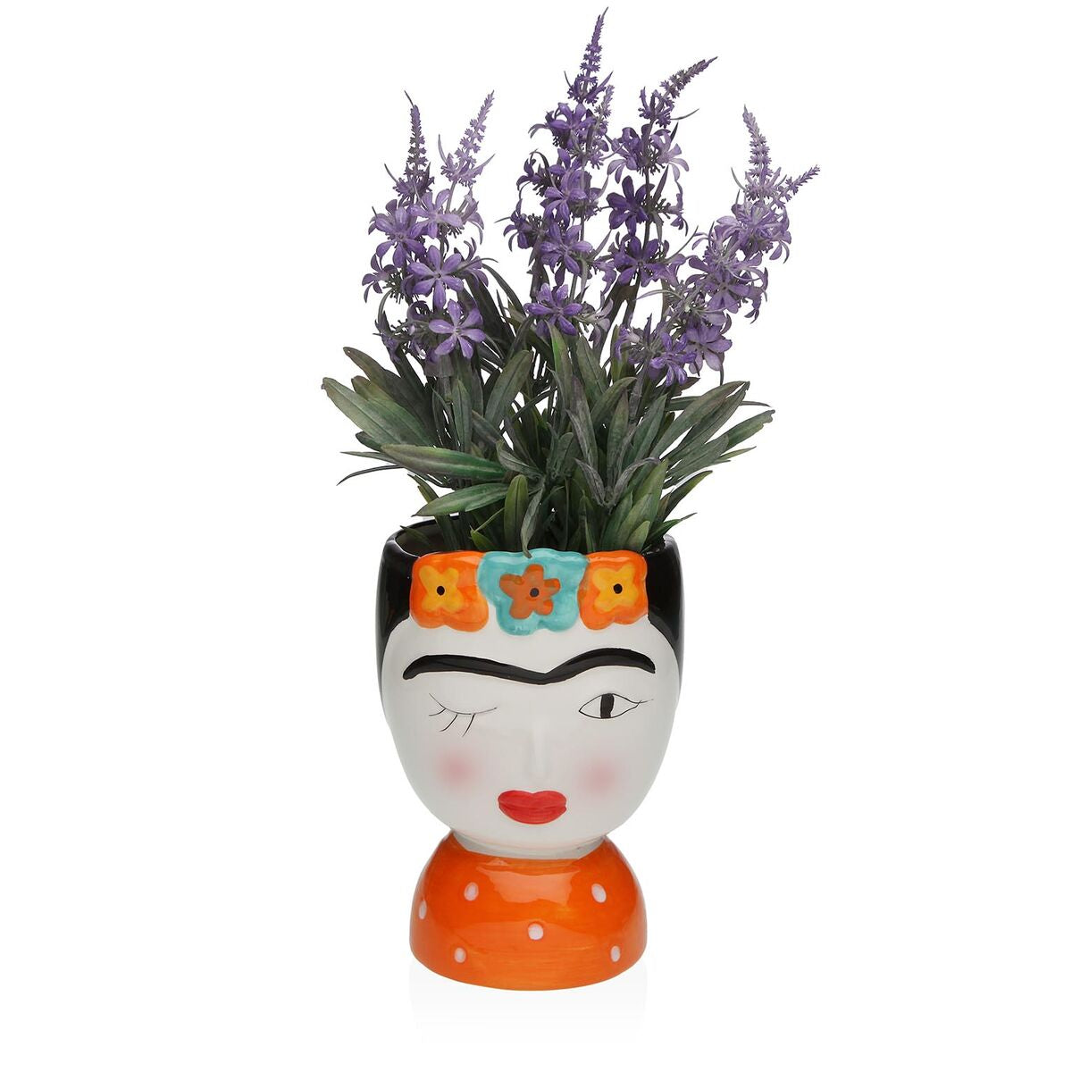 Keramiikkamaljakko 25,5 cm, Frida Kahlo - skandinaavinen punainen koriste