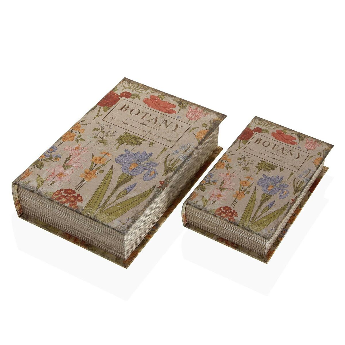 Kirjarasia Botany kangas & MDF 7 x 27 x 18 cm, 2 kpl, sisustukseen, botaaninen