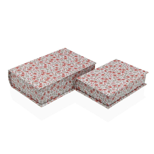 Kirjarasia kangaspäällyste ruusukuvio MDF, koristeellinen säilytys 15×22×5,5 cm