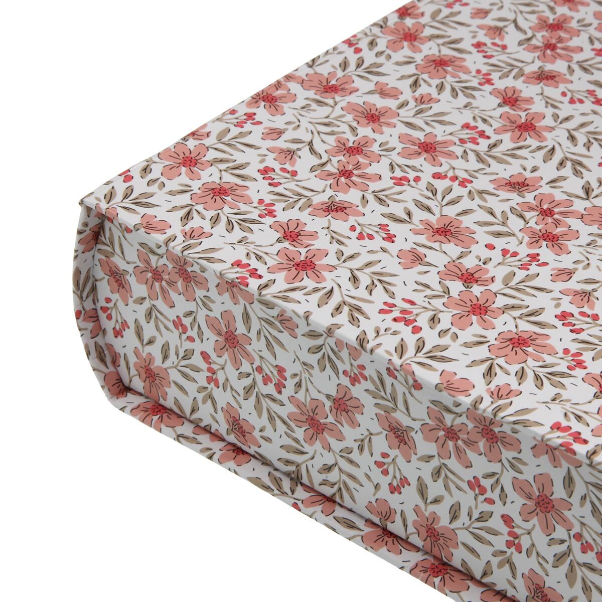 Kirjarasia kangaspäällyste ruusukuvio MDF, koristeellinen säilytys 15×22×5,5 cm