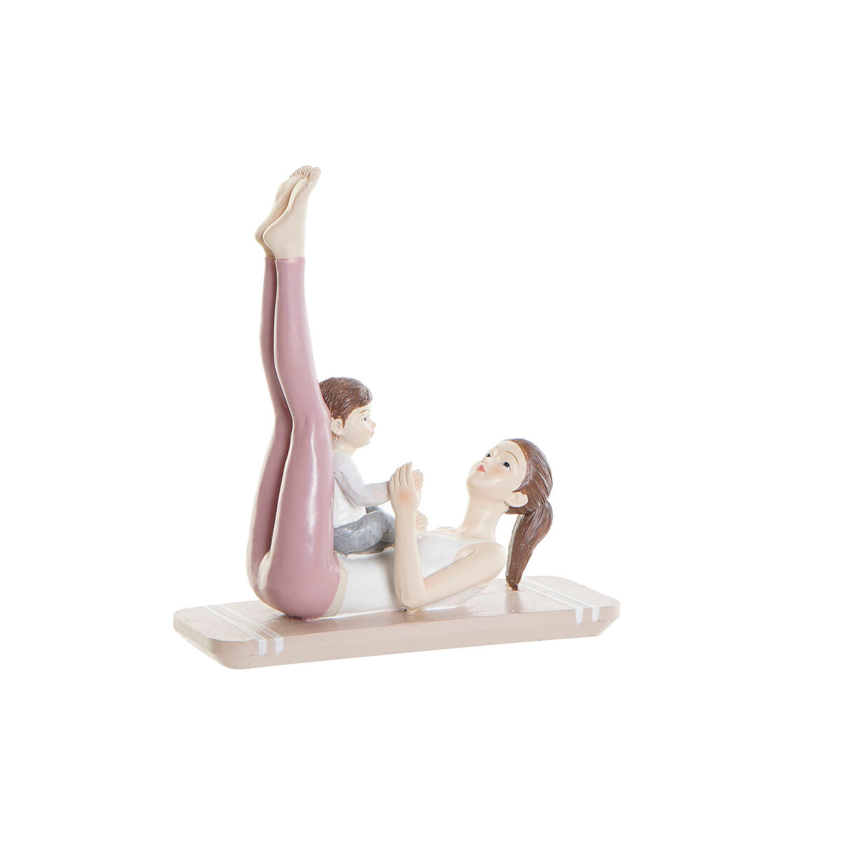 Koristehahmo jooga pinkki skandi - äiti ja lapsi, resiini 15,5 x 6,5 x 17 cm