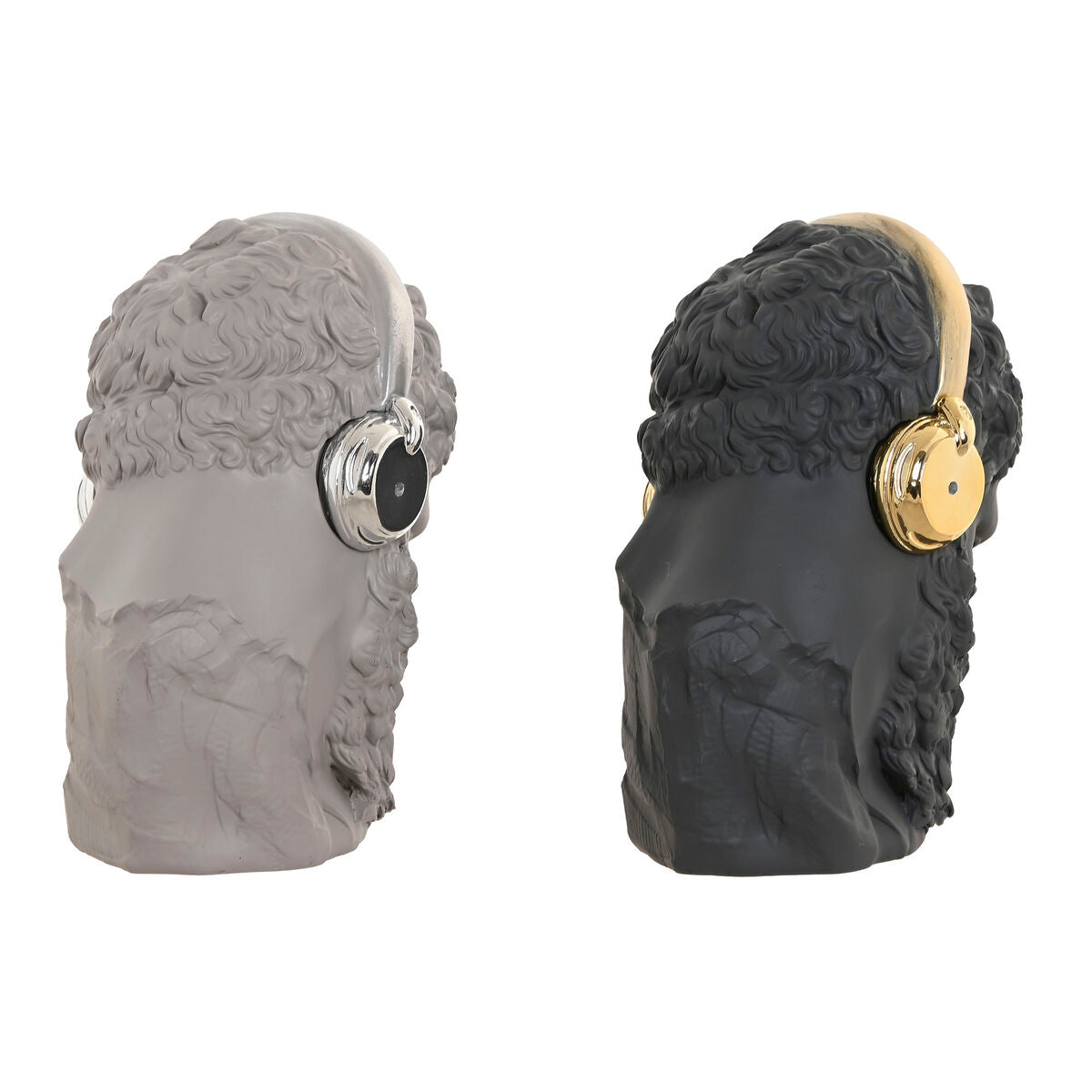 Koristehahmo kuulokkeet 2 kpl, musta & harmaa, kullattu & hopea, 14 x 10 x 17 cm