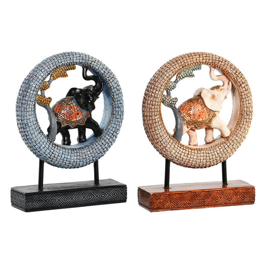 Koristehahmo norsu metalliresiini beige & sininen 19,5×6,3×25,5 cm, 2 kpl.