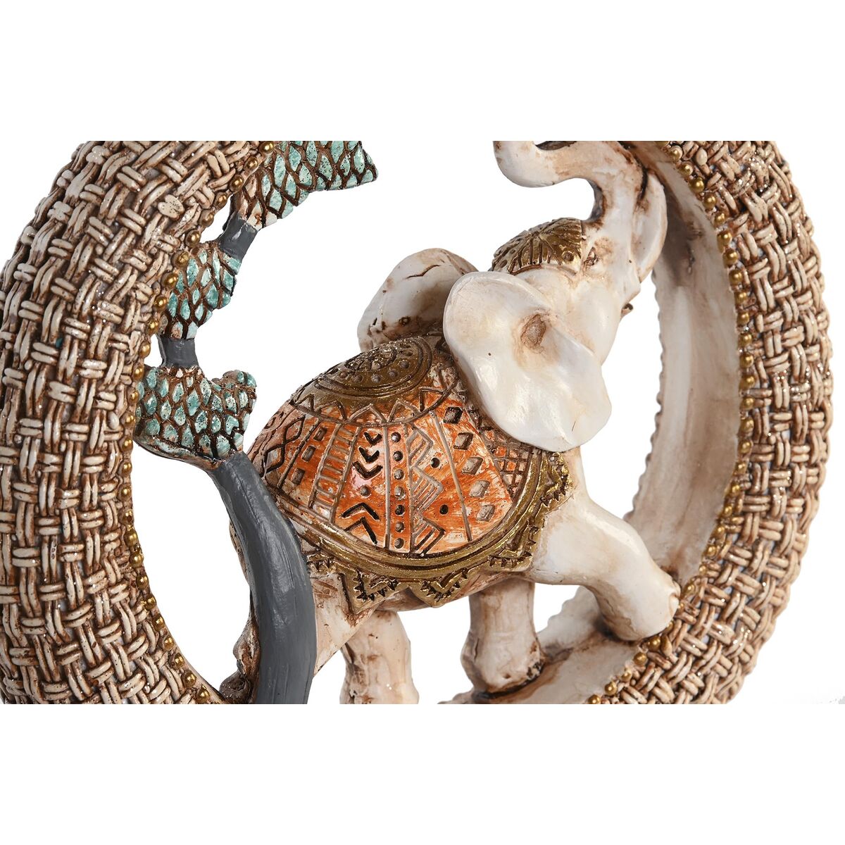 Koristehahmo norsu metalliresiini beige & sininen 19,5×6,3×25,5 cm, 2 kpl.