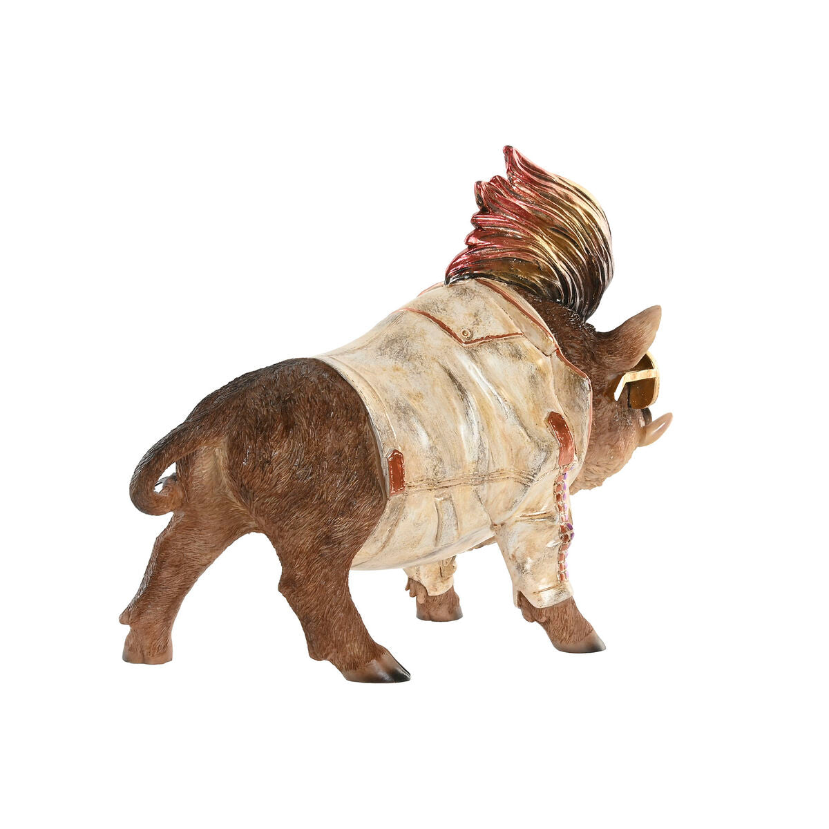 Koristehahmo villisika, resiini monivärinen sisustusfiguuri pöydälle lahjaksi