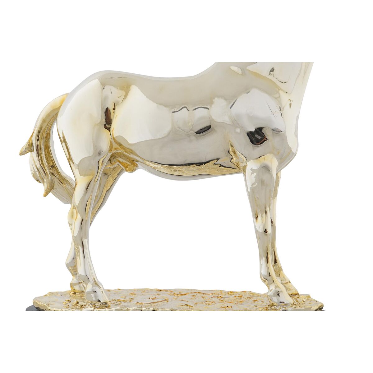 Koristehevonen kullattu, metallinhohto hartsi 30 x 11,5 x 26 cm, musta jalusta