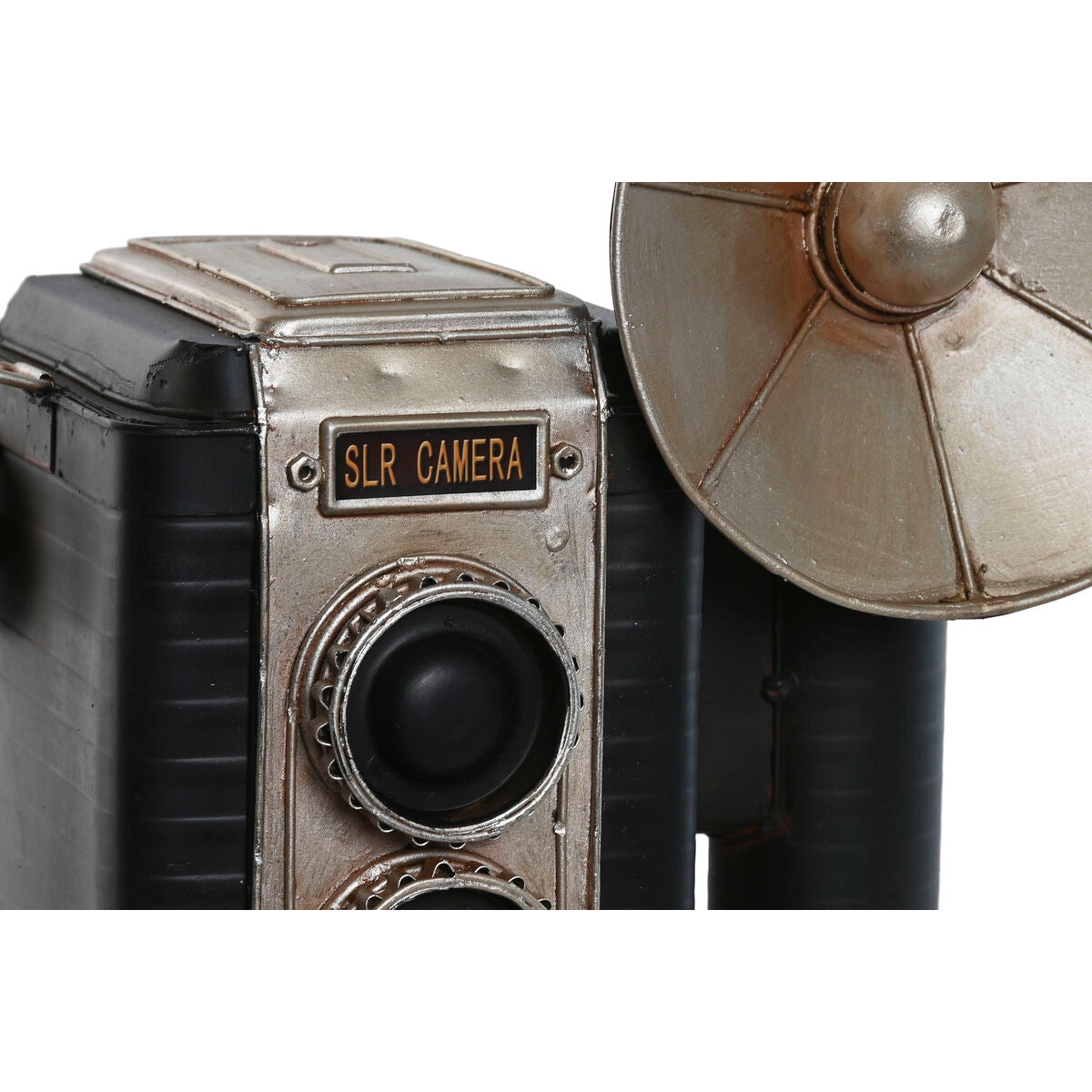 Koristekamera vintage, musta & hopea metalli 25 x 14 x 24 cm kodin sisustukseen